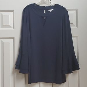 Soft and flowy navy pullover blouse